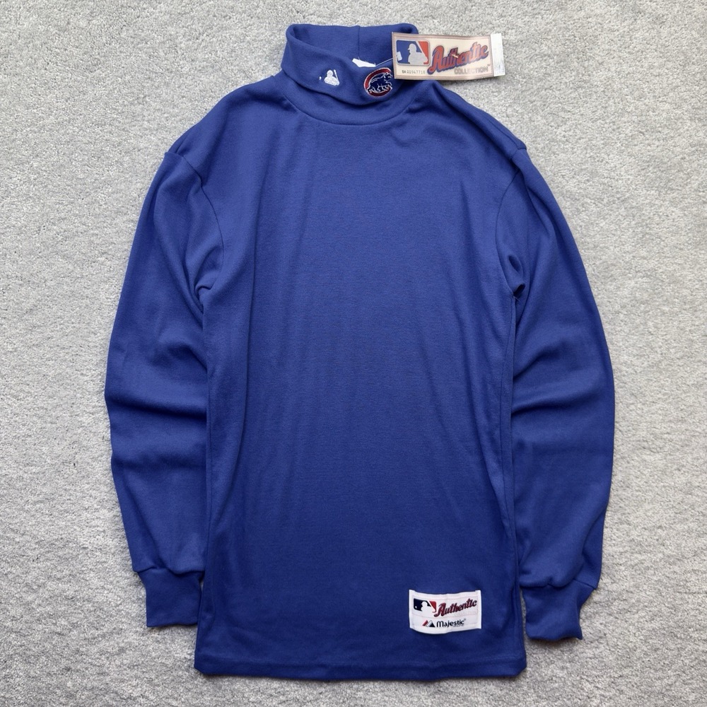 Vintage 2000 Chicago Cubs Majestic Authentic Mock Neck Shirt NWT USA Made Mens M